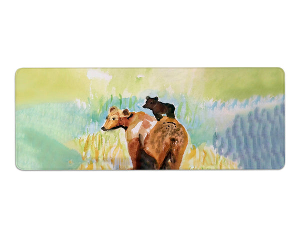 Bear and Cub Riding Gaming Mousepad/Bar Mat