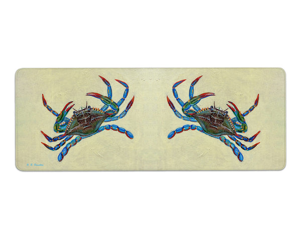 Blue Crab on Yellow Gaming Mousepad/Bar Mat