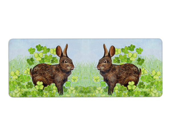 Rabbit and Shamrocks Gaming Mousepad/Bar Mat