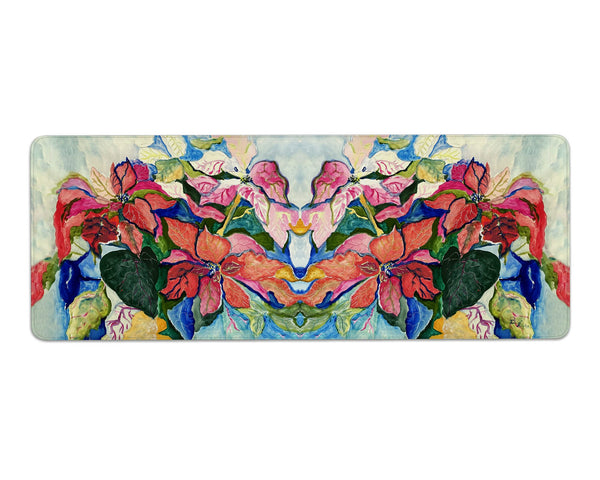 Poinsettias Red and Pink Gaming Mousepad/Bar Mat
