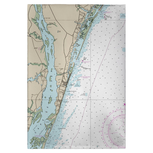Carolina Beach, NC Nautical Map Guest Towel