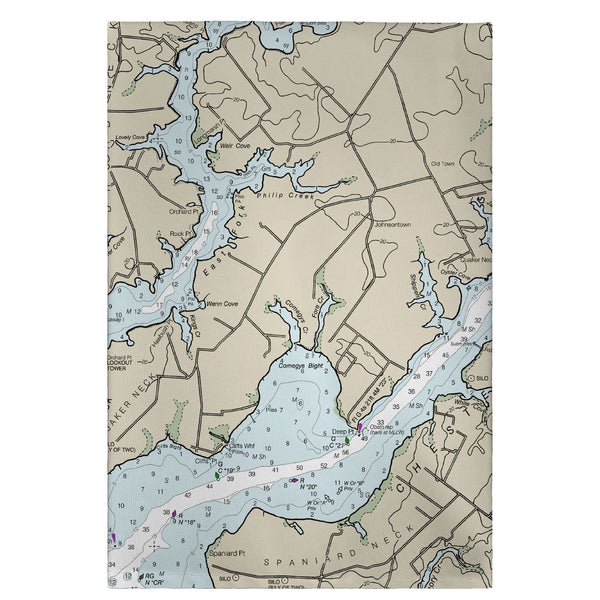 Chestertown, Chester River, MD Nautical Map Guest Towel