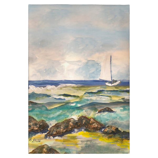 Sailboat and Rocks Guest Towel