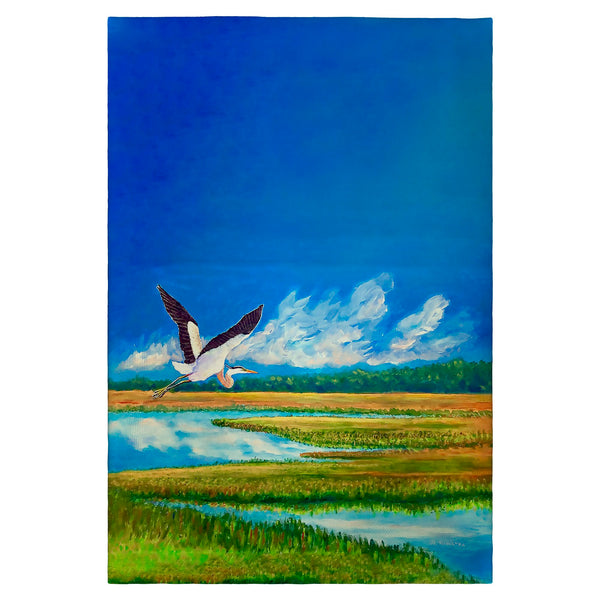 Blue Heron Over Marsh Guest Towel