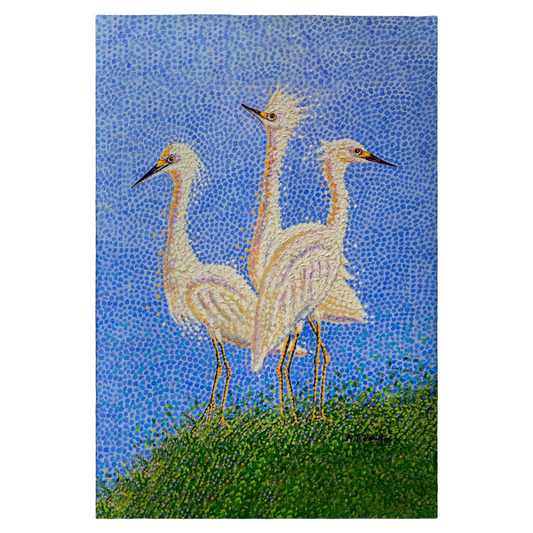Pointillist Three Egrets Guest Towel
