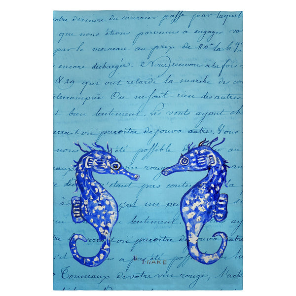 Blue Sea Horses Guest Towel