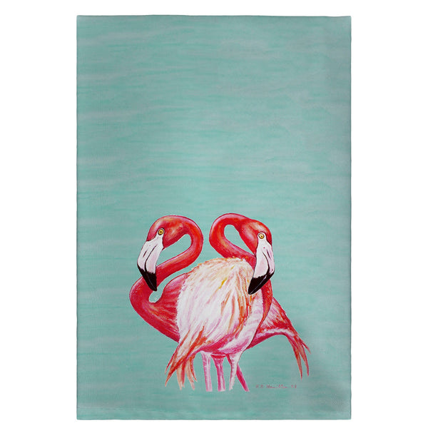 Aqua Two Flamingos Guest Towel