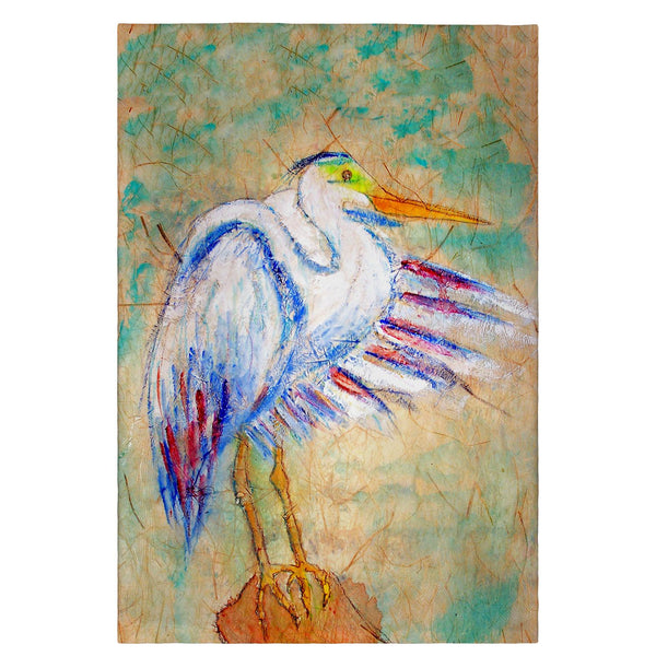 Egret on Rice Guest Towel