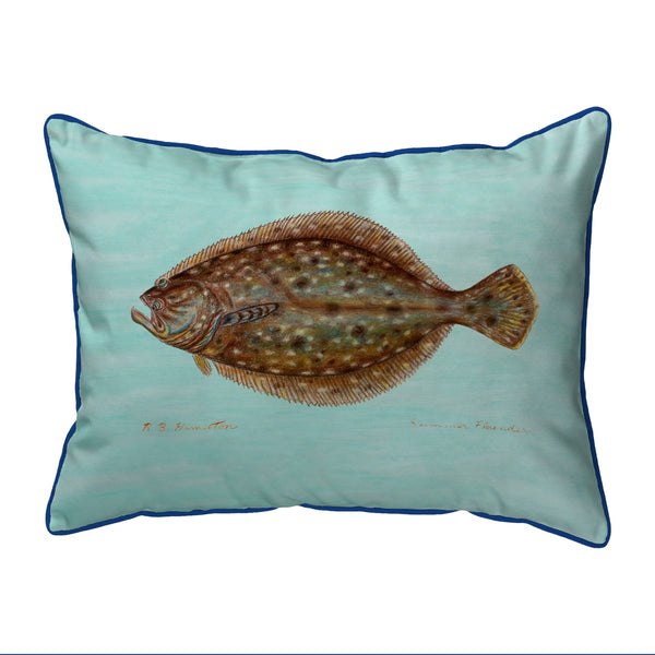Flounder on Teal Indoor/Outdoor Pillow