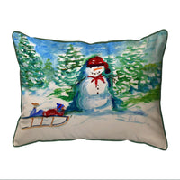 Snowman and Sled Indoor/Outdoor Pillow