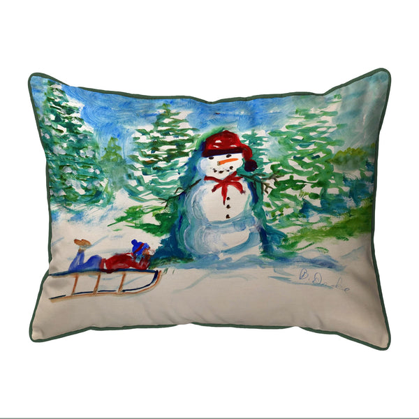 Snowman and Sled Indoor/Outdoor Pillow