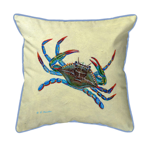 Blue Crab on Yellow Corded Pillow