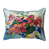 Poinsettias Red and Pink Corded Pillow