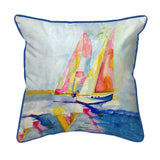 Two Colorful Sailboats Corded Pillow