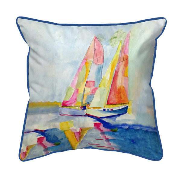 Two Colorful Sailboats Corded Pillow