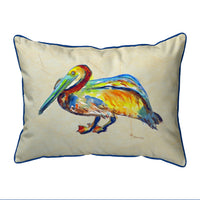 Gertrude Pelican on Beige Indoor/Outdoor Pillow
