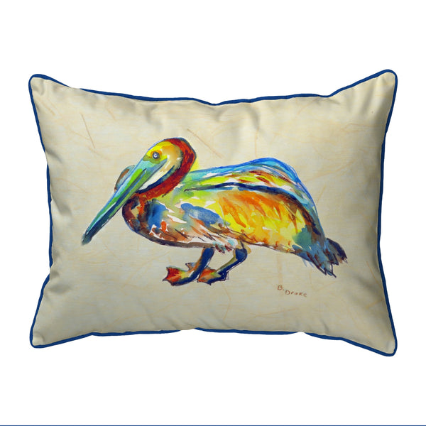 Gertrude Pelican on Beige Indoor/Outdoor Pillow