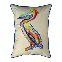 Sylvester Pelican on Beige Indoor/Outdoor Pillow