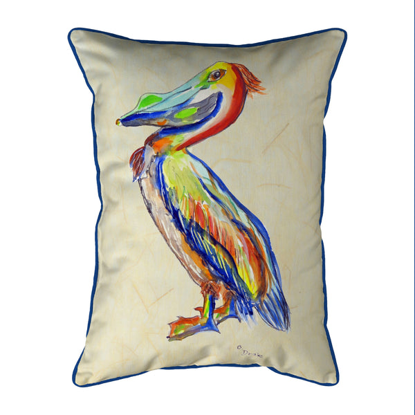 Sylvester Pelican on Beige Indoor/Outdoor Pillow