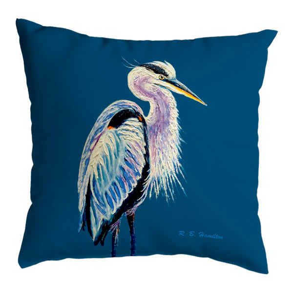 Blue Heron on Blue No-Cord Pillow