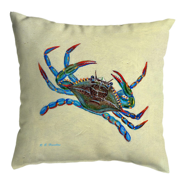 Blue Crab on Yellow No-Cord Pillow