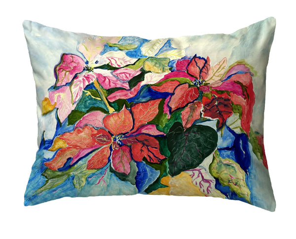 Poinsettias Red and Pink No-Cord Pillow