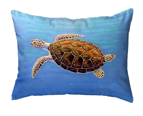 Sea Turtle In Aqua No-Cord Pillow