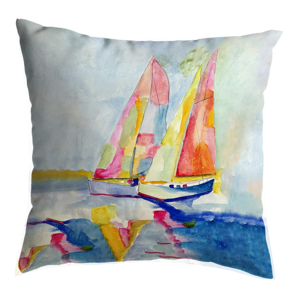 Two Colorful Sailboats No-Cord Pillow