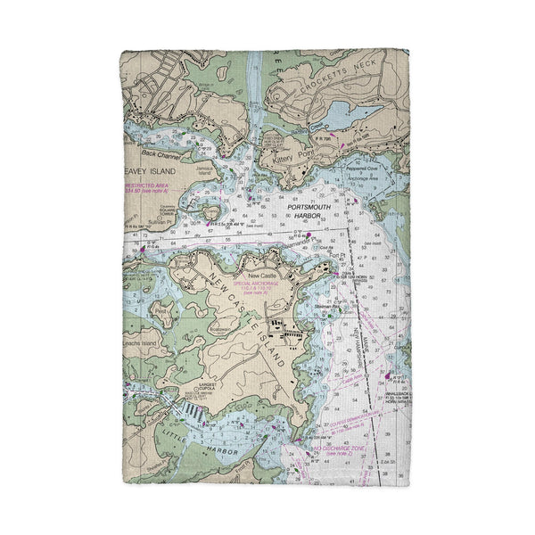 Portsmouth Harbor, NH Nautical Map  Kitchen Towel