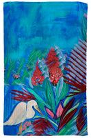 Egret and Red Plant Kitchen Towel