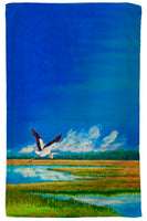Blue Heron Over Marsh Kitchen Towel