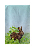 Rabbit and Shamrocks Kitchen Towel