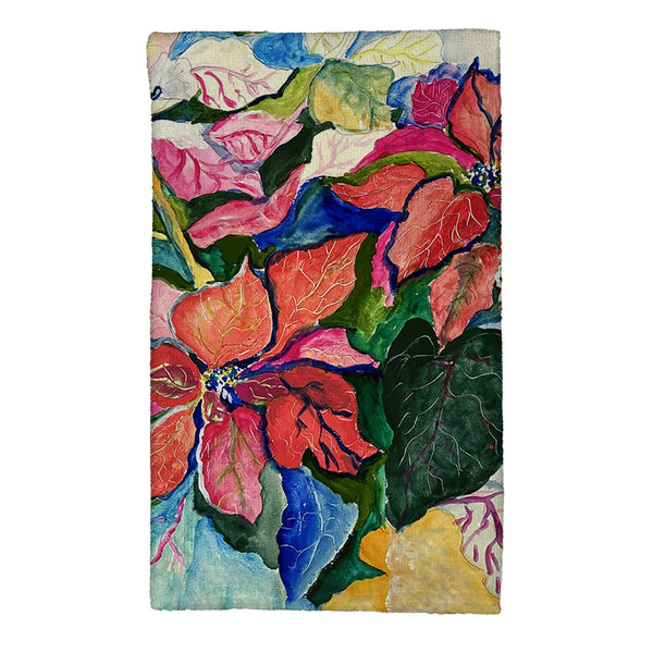 Poinsettias Red and Pink Kitchen Towel