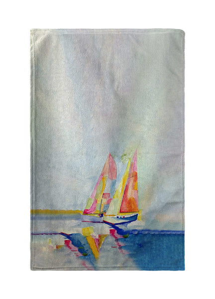 Two Colorful Sailboats Kitchen Towel