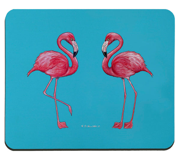 Flamingos on Turquoise Mousepad