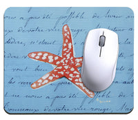 Coral Starfish Blue Script Mousepad