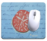 Coral Sand Dollar Blue Script Mousepad