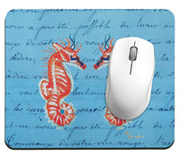 Coral Sea Horse on Script Mousepad