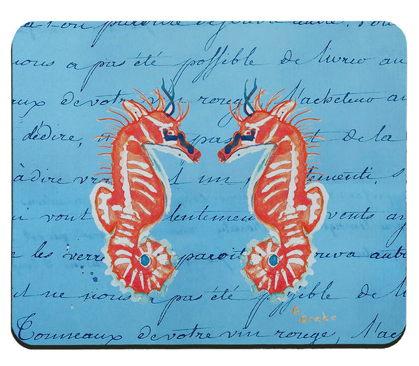 Coral Sea Horse on Script Mousepad