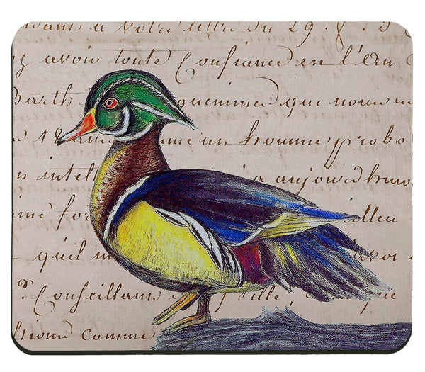 Male Wood Duck on Script Mousepad