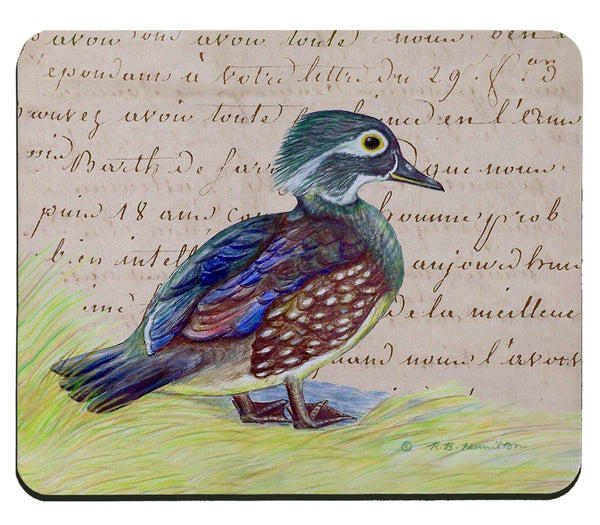 Female Wood Duck on Script Mousepad