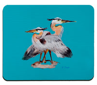 Mr & Mrs Blue Heron Teal Mouse Pad