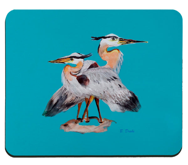 Mr & Mrs Blue Heron Teal Mouse Pad