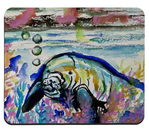 Manatee & Bubbles Mouse Pad