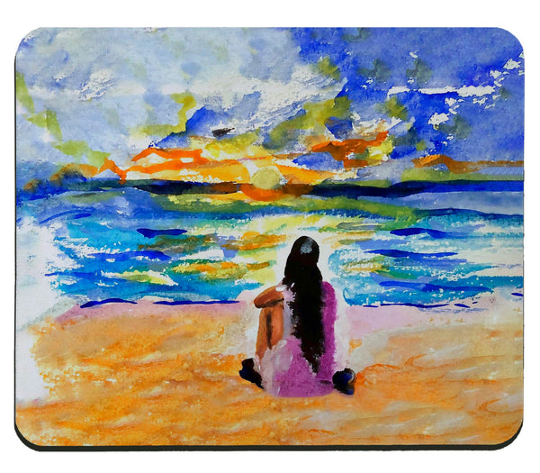 Girl & Sunset Mouse Pad