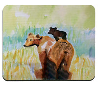 Bear and Cub Riding Mouse Pad