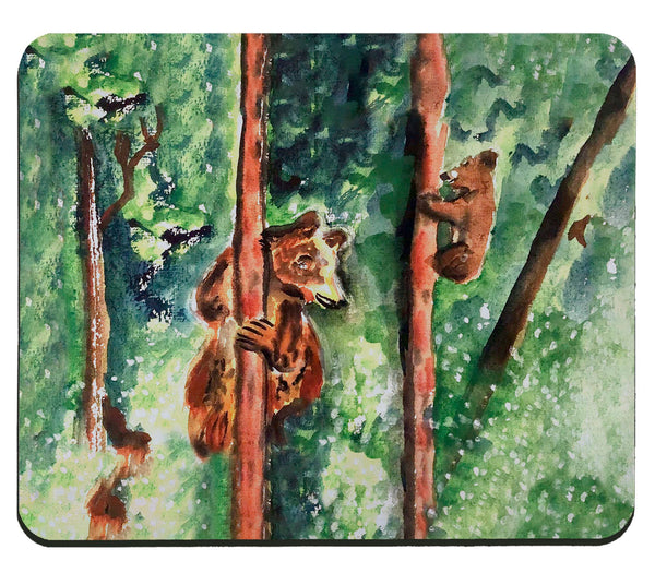 Bear and Cub Climbing Mouse Pad