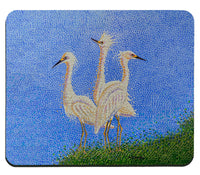 Pointillist Three Egrets Mouse Pad