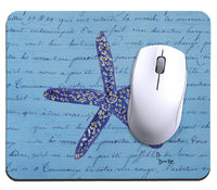 Starfish on Blue Script Mousepad