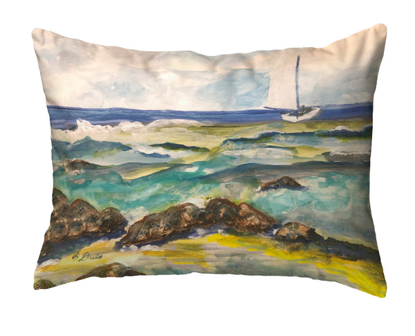 Sailboat and Rocks Noncorded Indoor/Outdoor Pillow